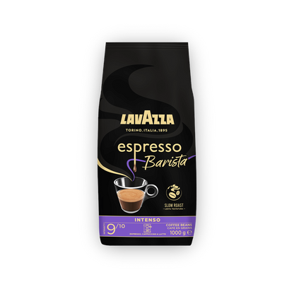 Lavazza Espresso Barista Intenso cafea boabe 1 kg – ambalaj original complet, fundal transparent