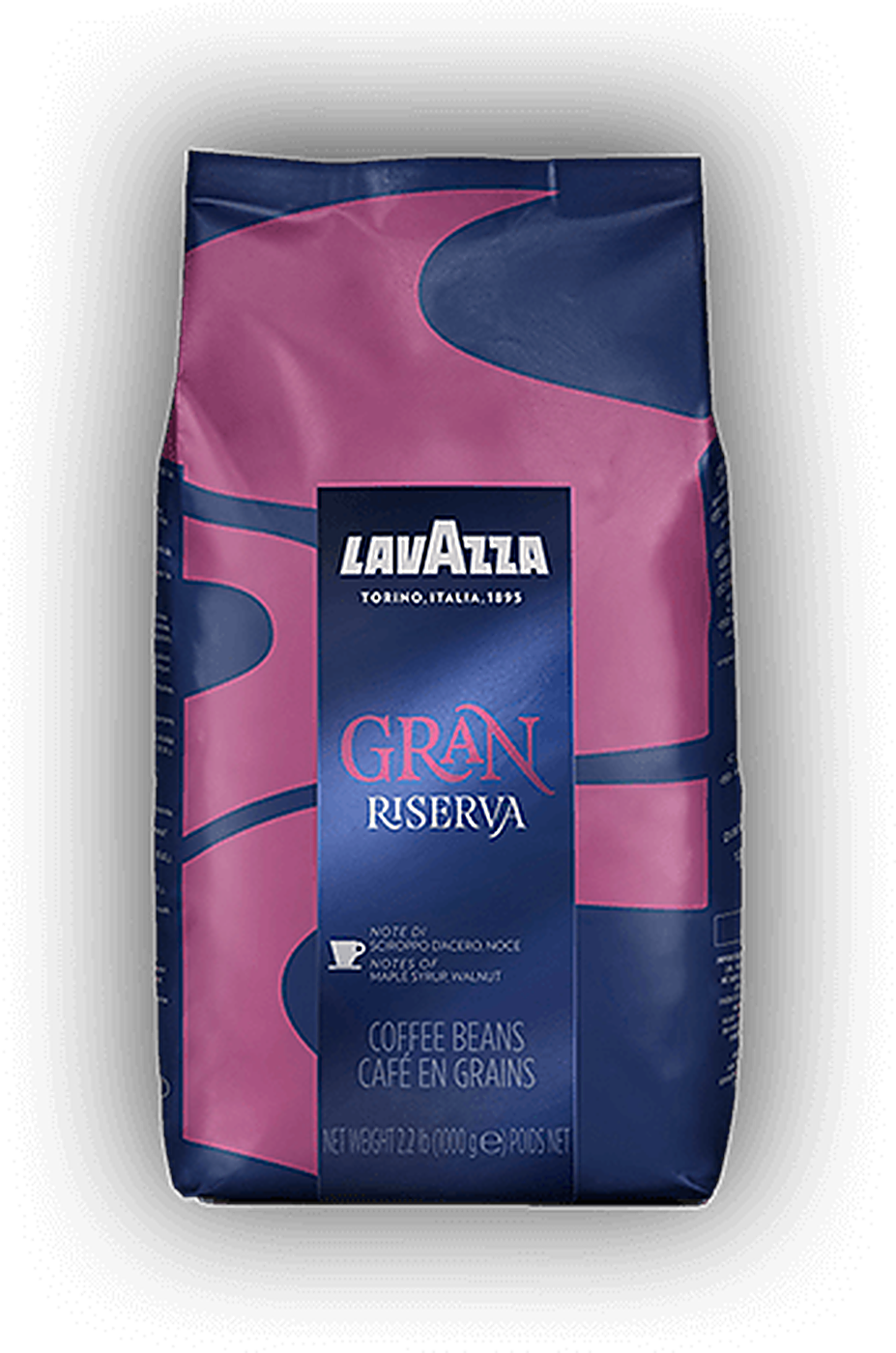 Lavazza Gran Riserva cafea boabe 1 kg – ambalaj original, fundal transparent