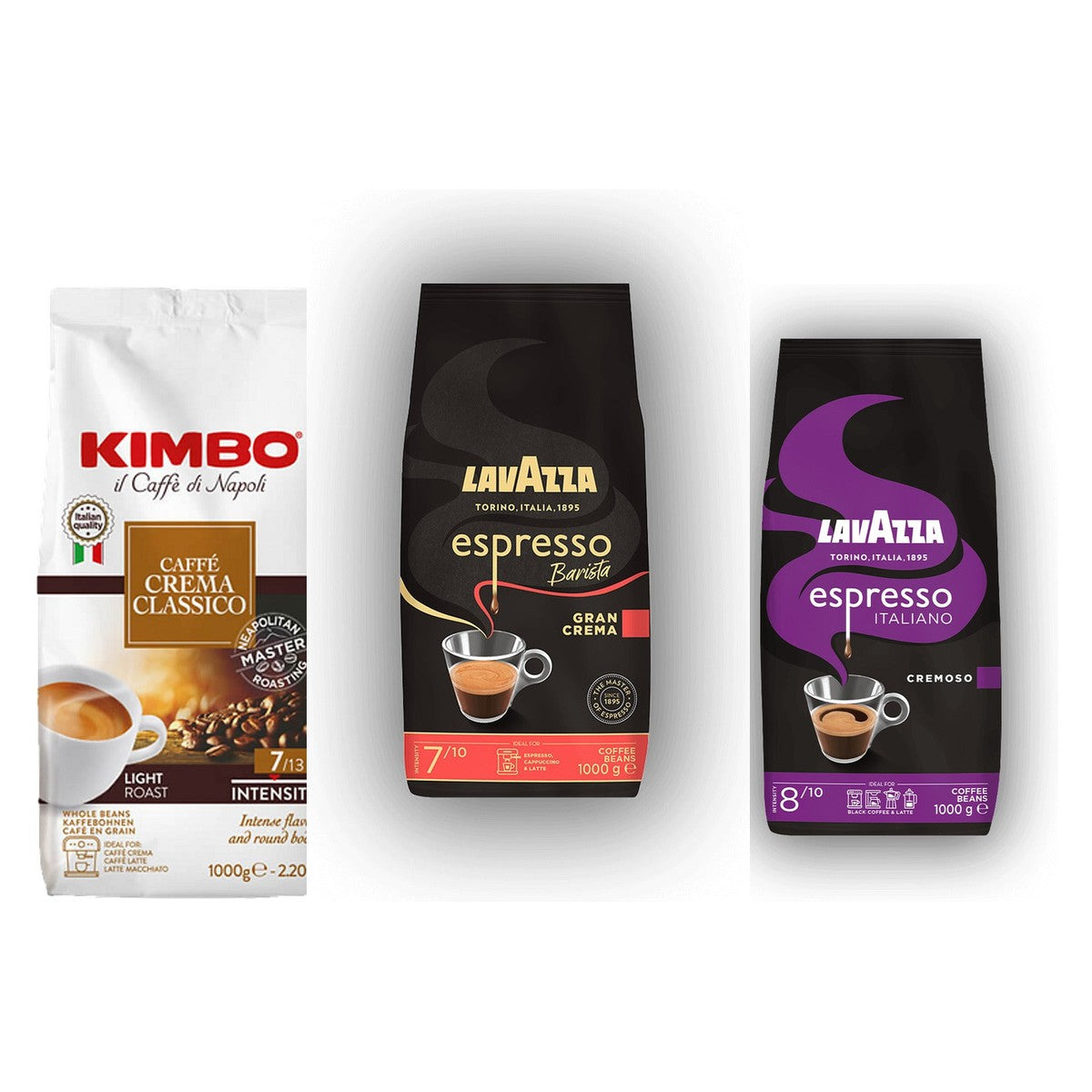 Pachet Cremă & Cappuccino – Lavazza și Kimbo, 3 pungi de 1kg