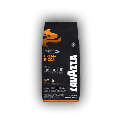 Lavazza Expert Crema Ricca cafea boabe 1 kg – ambalaj original, fundal alb