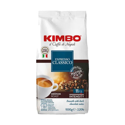Kimbo Espresso Classico cafea boabe 1 kg – ambalaj original, fundal alb
