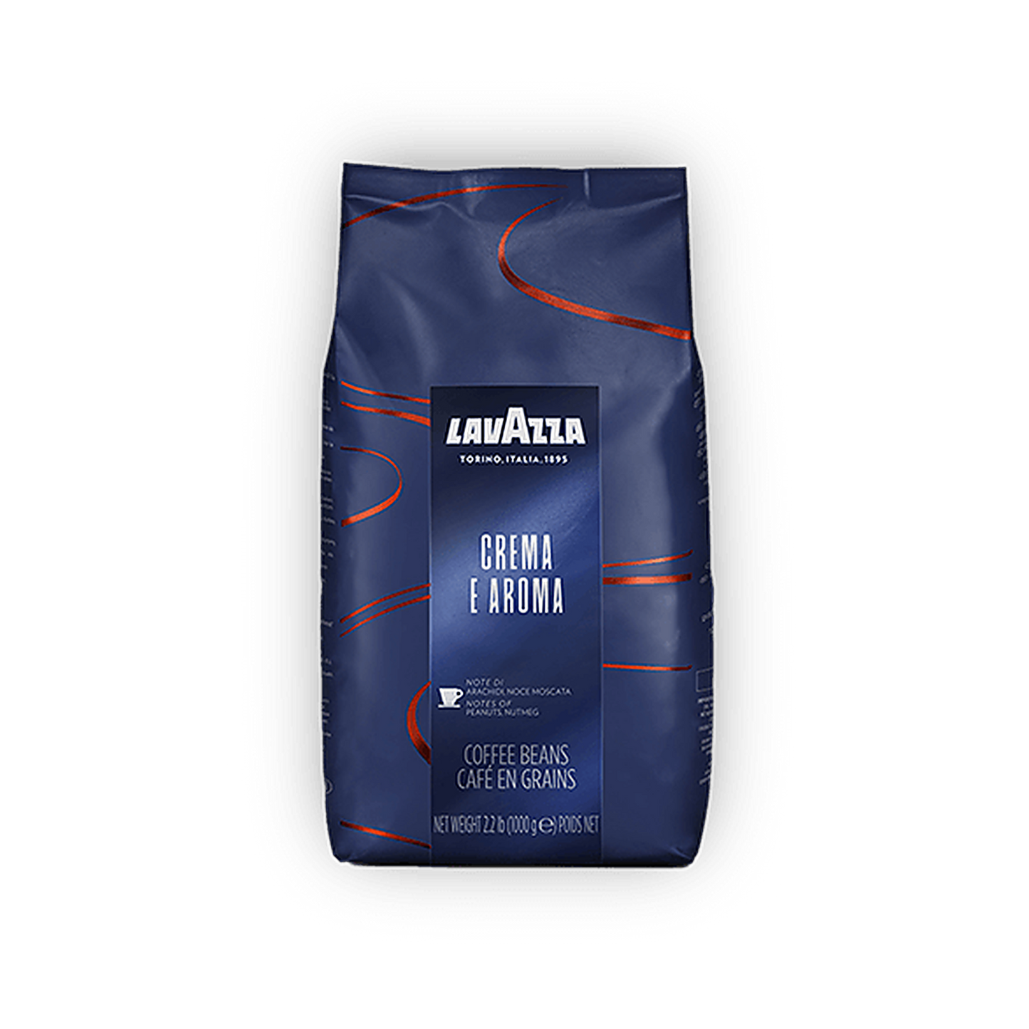 Lavazza Crema e Aroma Espresso cafea boabe 1 kg – ambalaj original complet, fundal transparent