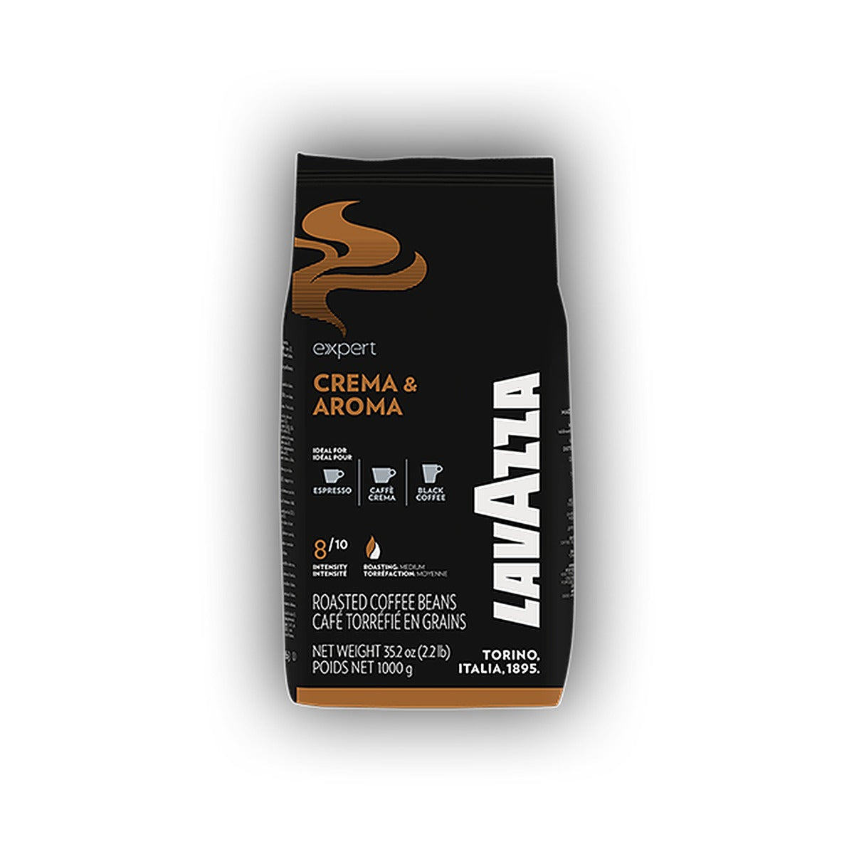 Lavazza Crema e Aroma Vending cafea boabe 1 kg – ambalaj original, fundal alb