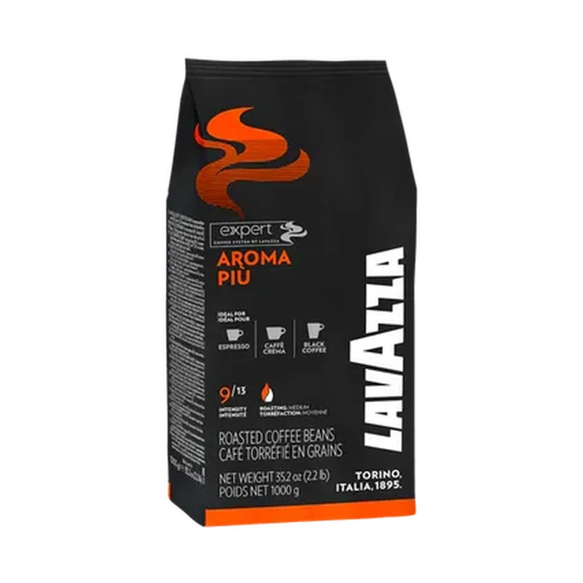 Lavazza Expert Aroma Più cafea boabe 1 kg – ambalaj original, fundal alb