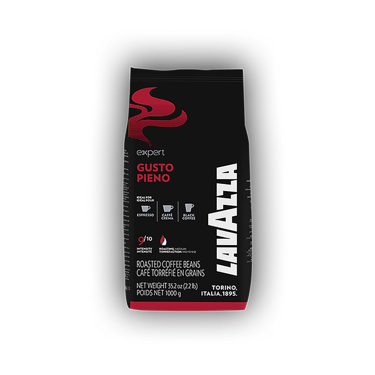 Lavazza Gusto Pieno Vending cafea boabe 1 kg – ambalaj original, fundal alb