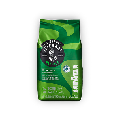 Lavazza Tierra Brazil cafea boabe 1 kg – ambalaj original complet, fundal transparent