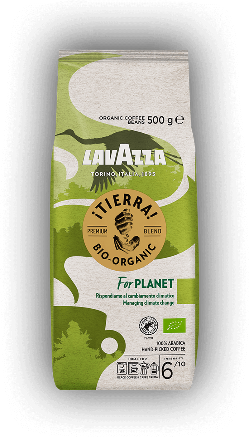 Lavazza Tierra Bio Organic cafea boabe 1 kg – ambalaj original, fundal transparent