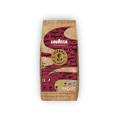 Lavazza Expert Tierra Bio Organic cafea boabe 1 kg – ambalaj original complet, fundal transparent